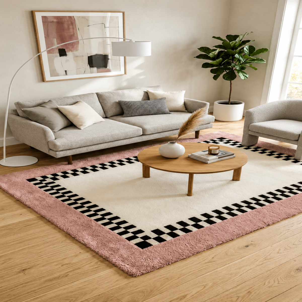 Pink Border Rug