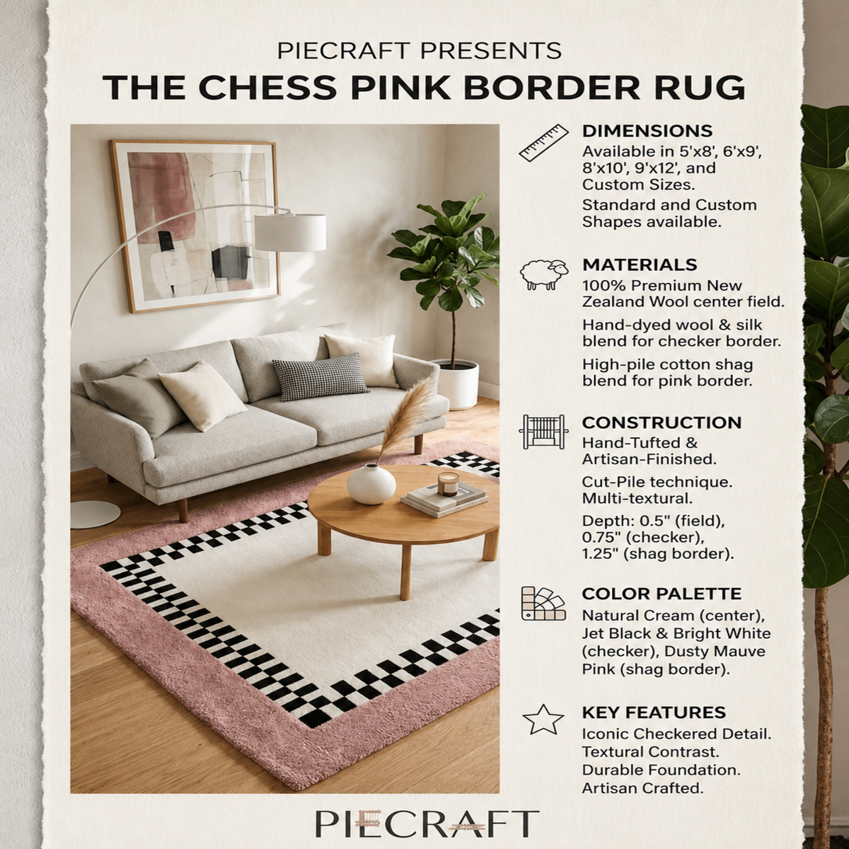 Pink Border Rug