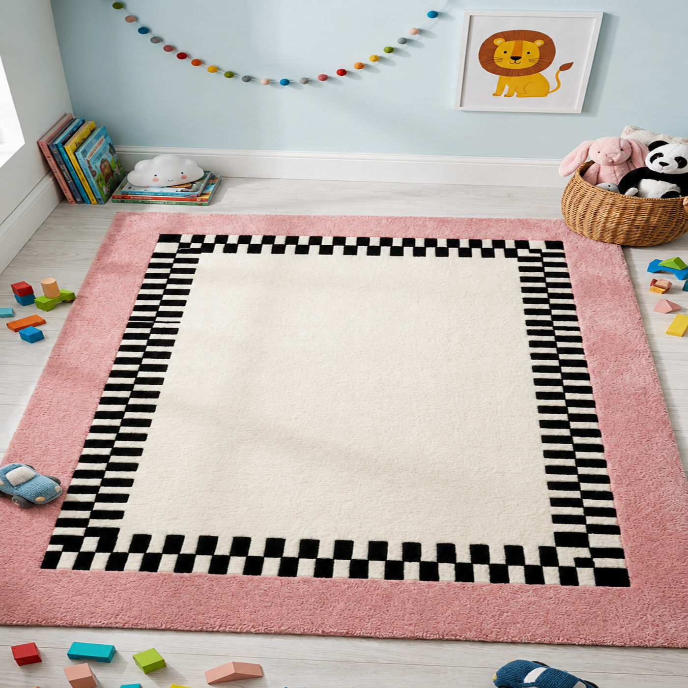 Pink Border Rug texture and craftsmanship detail