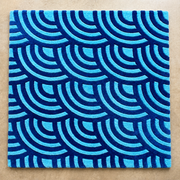 Nami-Do Rug - Hand-tufted modern rug in blue, cream, and peach - ThePieCraft