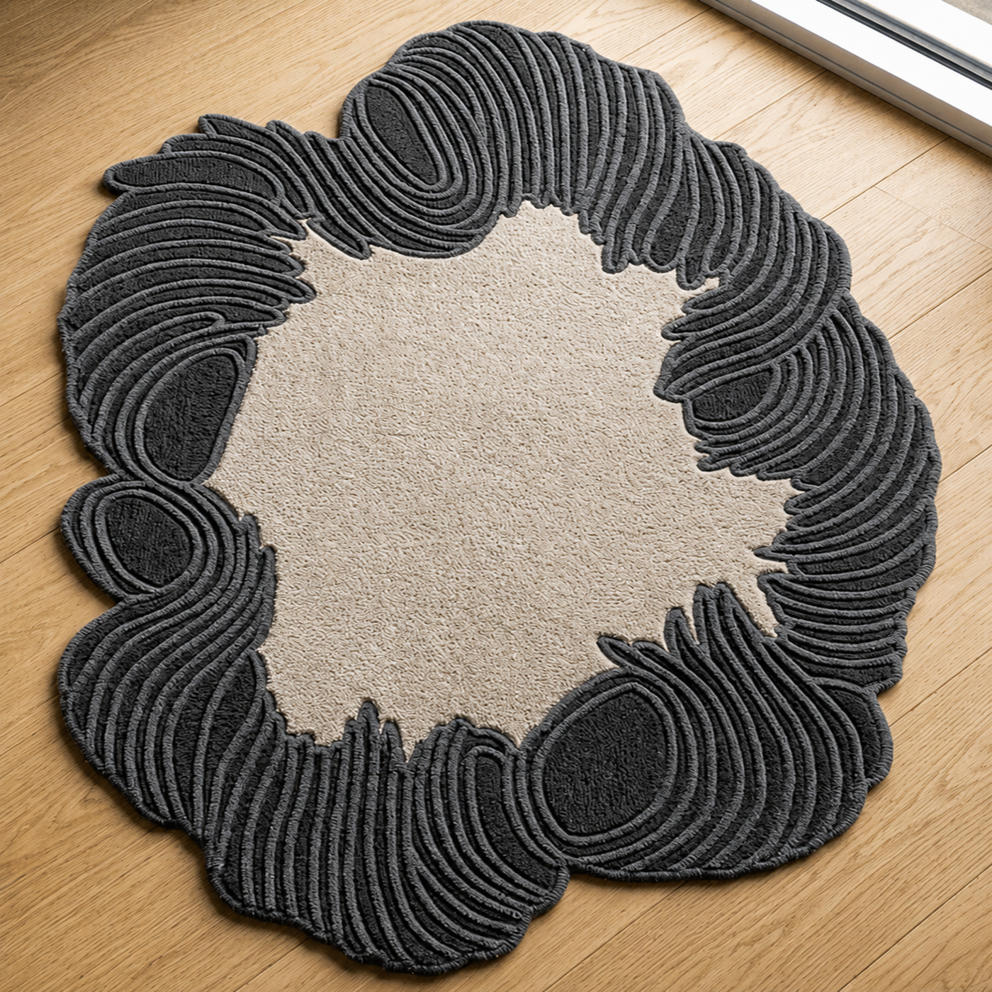 Topographical rug texture and craftsmanship detail