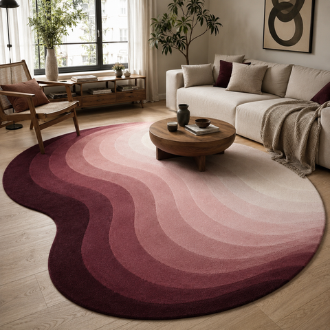 Blush Horizon Rug hand-tufted wool and bamboo silk rug
