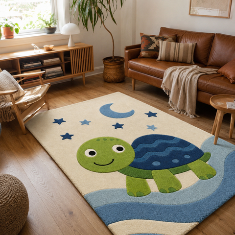 Turtle Adventure Rug hand-tufted wool and bamboo silk rug