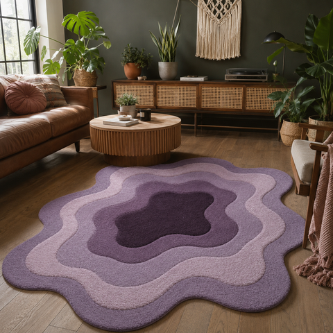 Lilac Flow Rug hand-tufted wool and bamboo silk rug