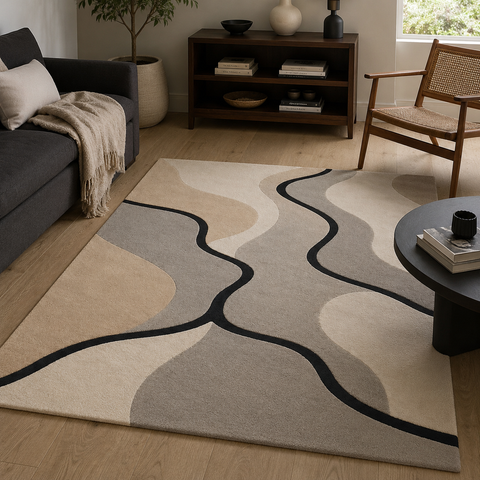 Sandstone Flow Rug hand-tufted wool and bamboo silk rug
