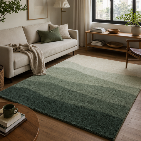 Sage Horizon Rug hand-tufted wool and bamboo silk rug