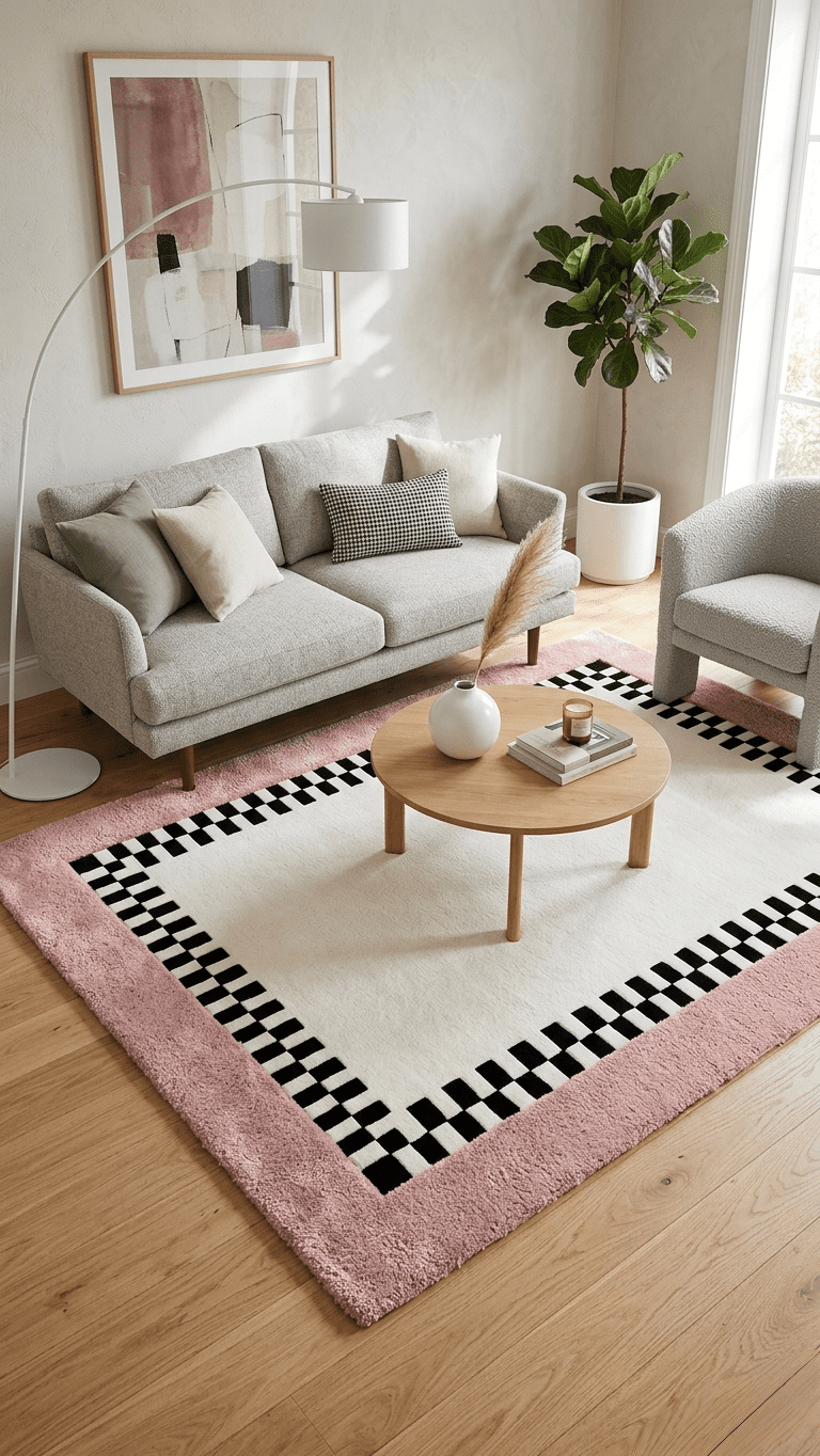 Pink Border Rug