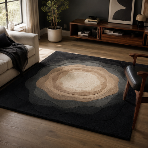 Obsidian Horizon Rug hand-tufted wool and bamboo silk rug