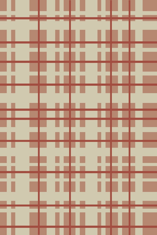 "Classic Checkered Plaid Area Rug – Beige & Terracotta Carpet for Living Room, Bedroom, or Office Décor"-nz wool