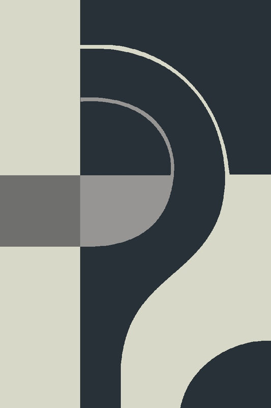 "Modern Abstract NZ Wool Rug – Premium Hand-Tufted Carpet in Navy, Grey & Ivory for Living Room & Bedroom"