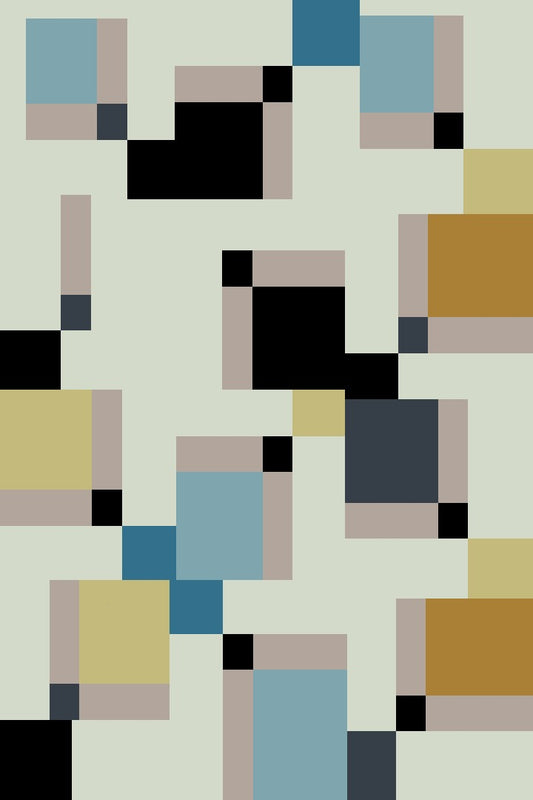 "Modern Geometric Area Rug – Abstract Block Pattern in Neutral & Bold Tones | Premium Contemporary Floor Carpet"