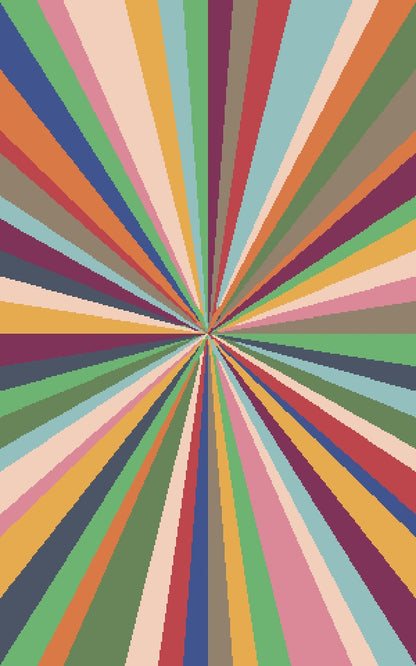 "Radiant Burst – Multicolor Modern Art Rug in NZ Wool"