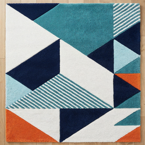 Gemscope Rug - Hand-tufted geometric rug in cobalt, dark blue, and navy - ThePieCraft