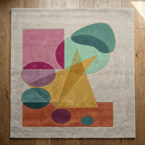 Geometric Form Rug - Hand-tufted geometric rug in brown, camel, and sand - ThePieCraft