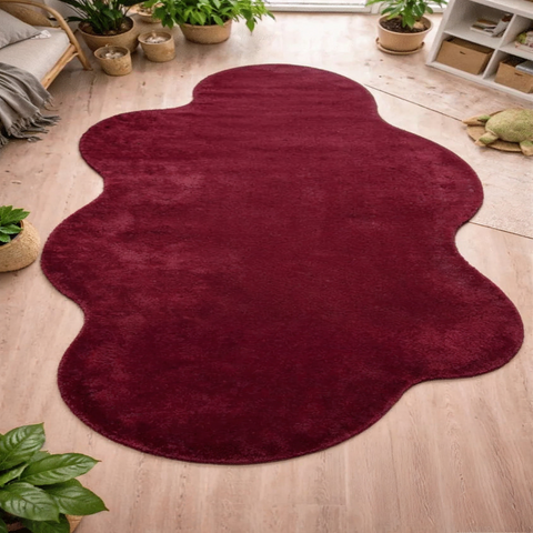 Amorphous Rug 2 in maroon pink and red - hand-tufted designer wool rug for bedroom living room