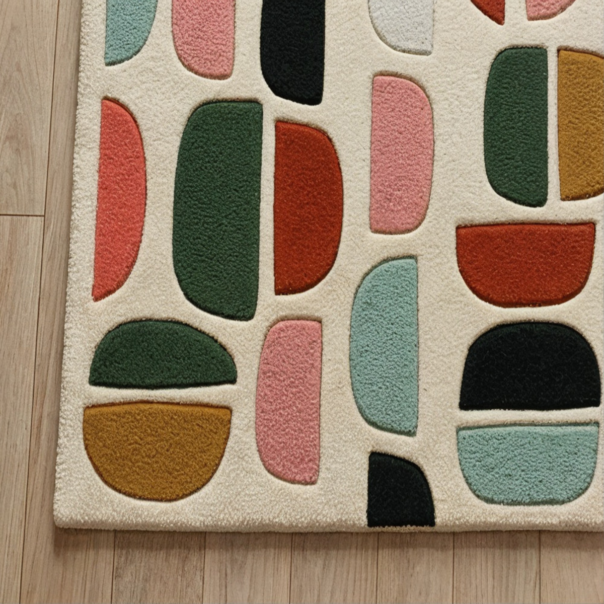 Mod Rug - Hand-tufted modern rug in cream, peach, and white - ThePieCraft