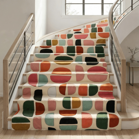 Mod Rug - Hand-tufted modern rug in cream, peach, and white - ThePieCraft