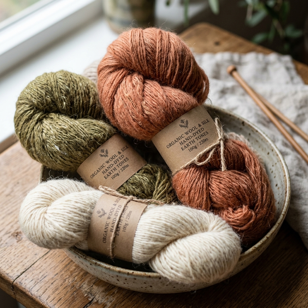 Natural dyed organic wool yarns